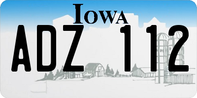IA license plate ADZ112