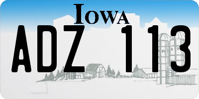 IA license plate ADZ113