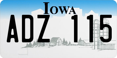 IA license plate ADZ115
