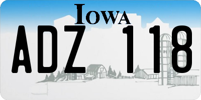 IA license plate ADZ118