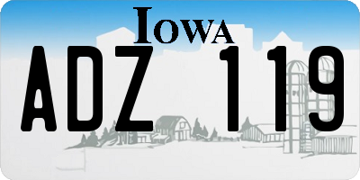 IA license plate ADZ119