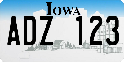IA license plate ADZ123