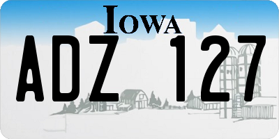 IA license plate ADZ127
