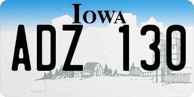 IA license plate ADZ130