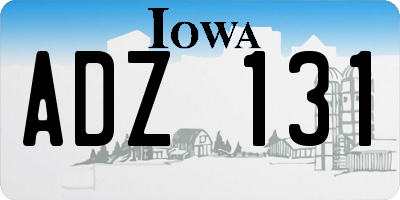 IA license plate ADZ131