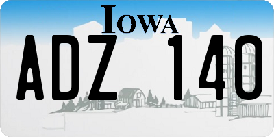 IA license plate ADZ140