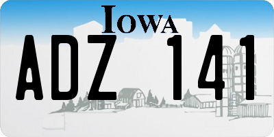 IA license plate ADZ141
