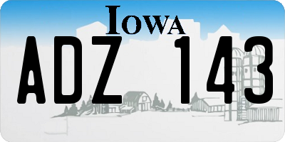 IA license plate ADZ143