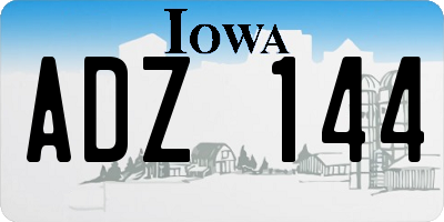 IA license plate ADZ144