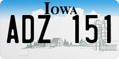 IA license plate ADZ151