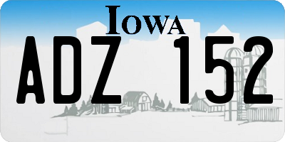 IA license plate ADZ152