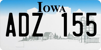 IA license plate ADZ155