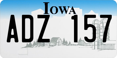 IA license plate ADZ157
