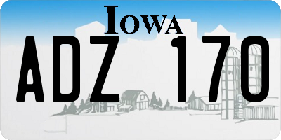 IA license plate ADZ170