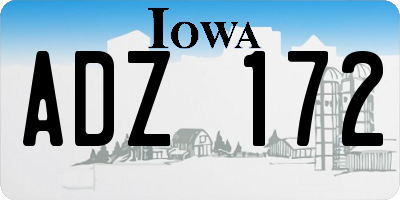 IA license plate ADZ172