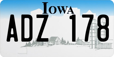 IA license plate ADZ178