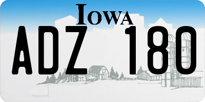 IA license plate ADZ180