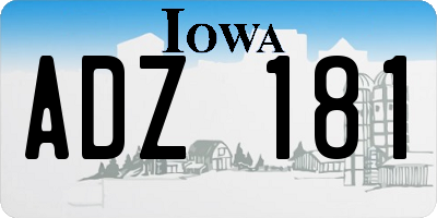 IA license plate ADZ181