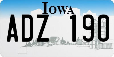 IA license plate ADZ190