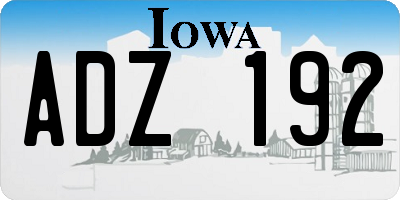 IA license plate ADZ192