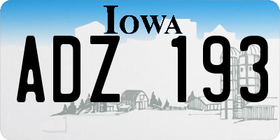 IA license plate ADZ193