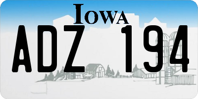 IA license plate ADZ194