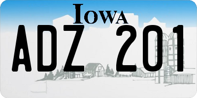IA license plate ADZ201