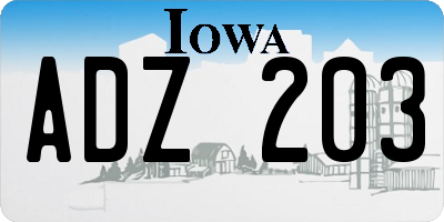 IA license plate ADZ203