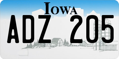 IA license plate ADZ205
