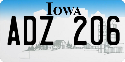 IA license plate ADZ206