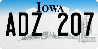 IA license plate ADZ207