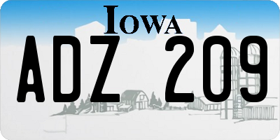 IA license plate ADZ209
