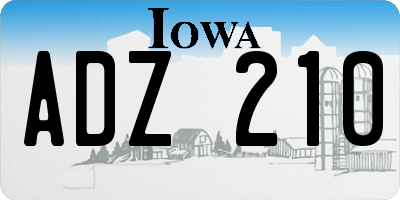 IA license plate ADZ210