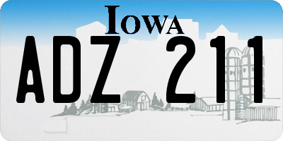IA license plate ADZ211