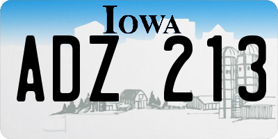 IA license plate ADZ213