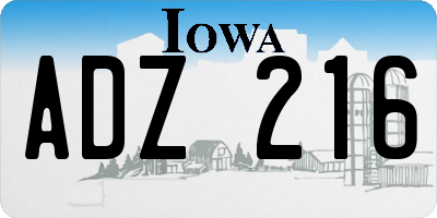 IA license plate ADZ216