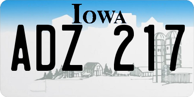 IA license plate ADZ217