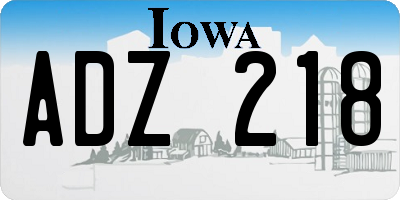 IA license plate ADZ218