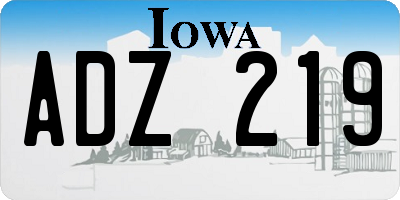 IA license plate ADZ219