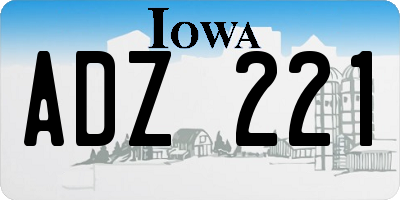 IA license plate ADZ221