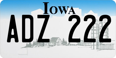 IA license plate ADZ222