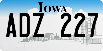 IA license plate ADZ227