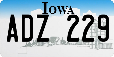 IA license plate ADZ229