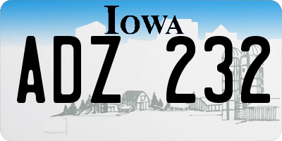 IA license plate ADZ232