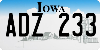 IA license plate ADZ233