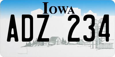 IA license plate ADZ234