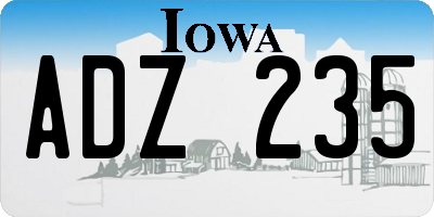 IA license plate ADZ235