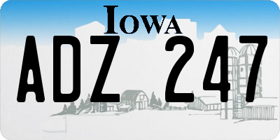 IA license plate ADZ247