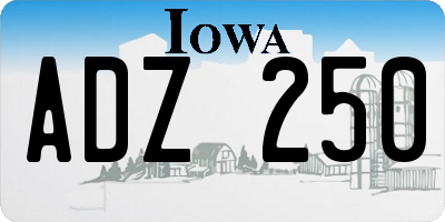 IA license plate ADZ250