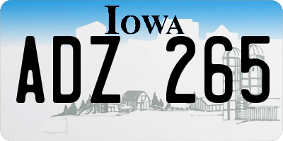 IA license plate ADZ265